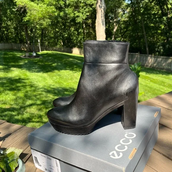 🖤ECCOPARNU PLATFORM BLACK ANKLE BOOTS 41 10-10.5